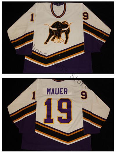 Minnesota State University 19 Nate Mauer 1998-2000 Hockey Jersey Embroidery Stitched Customize any number and name Jerseys