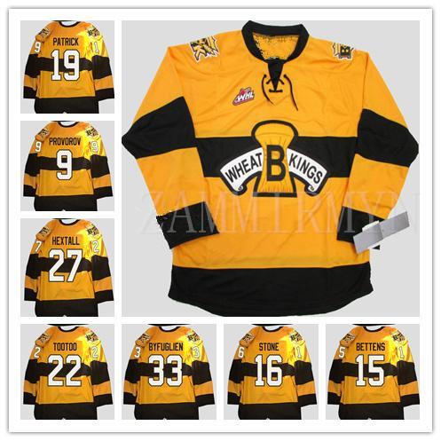 Brandon Wheat Kings 2011 Pres Alternate Hockey jersey Yellow Embroidery Stitched Customize any number and name Jerseys