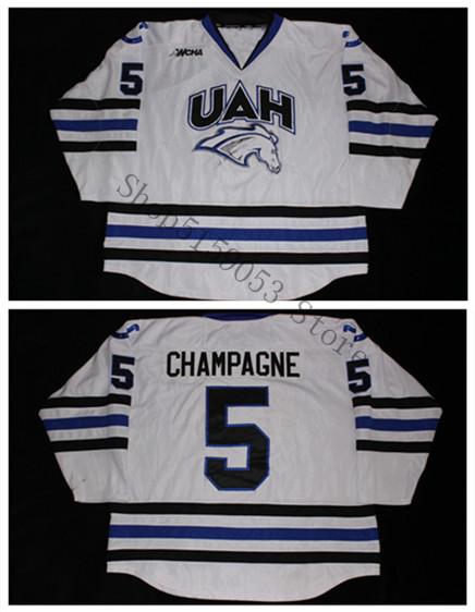 Univ of Alabama - Huntsville #5 - Cody Champagne 2014-15 Hockey Jersey Embroidery Stitched Customize any number and name Jerseys