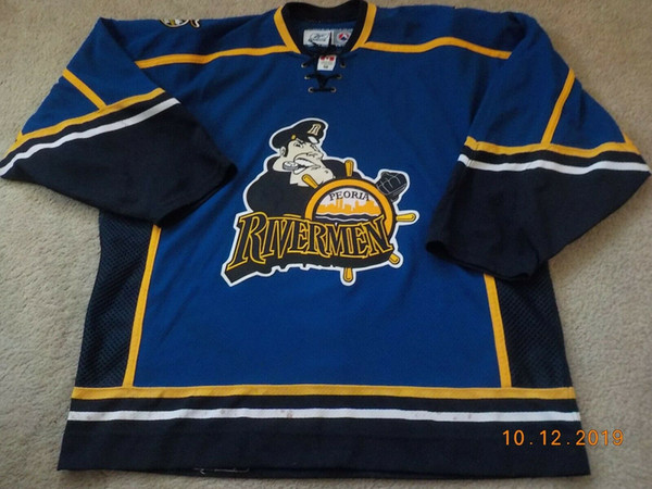 High quality embroidery Peoria furman plays hockey jerseys Embroidery Stitched Customize any number and name Jerseys Navy blue