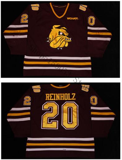 University of Minnesota Duluth 20 Jerrid Reinholz Hockey Jersey Embroidery Stitched Customize any number and name Jerseys