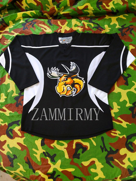 Manitoba Moose Hockey Mens Embroidery Stitched Customize any number and name Jerseys