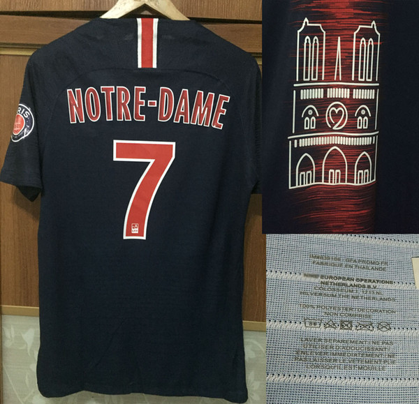 2019 Match Worn Player Issue Notre Dame Jersey Neymar JR MBAPPE Cavani Draxler Verratti Shirt