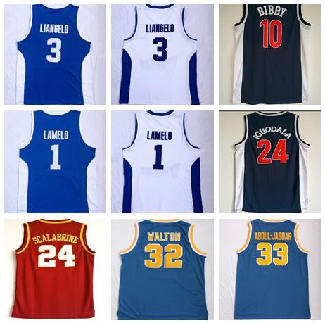 Discount 24 SCALABRINE 32 WALTON 33 ABOUL.JABBAR 33 ALCINDOR 3 LIANGELO 1 LAMELO 10 BIBBY 24 IGUODALA College Jerseys,Basketball WEAR