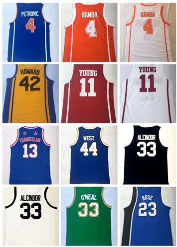 wholesale MEN 23 Rose 4 BAMBA 42 HOWARD 11 Young 44 WEST 33 ALCINDOR 4 PETROVIC 13 CHAMBERLAIN College Basketball Wears,MENS College Jersey