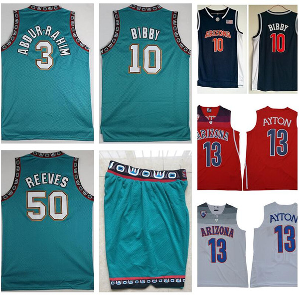 College Basketball Wear 10 Michael Mike Bibby Jersey 3 Shareef Abdur Rahim 50 Bryant Reeves Vintage Arizona Wildcats Deandre Ayton 13 Short