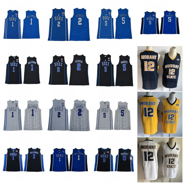 NCAA 1 Zion Williamson Duke Blue Devils College Jersey 12 Ja Morant Murray State 5 RJ Barrett 2 Cameron Reddish 4 Redick Christian Laettner