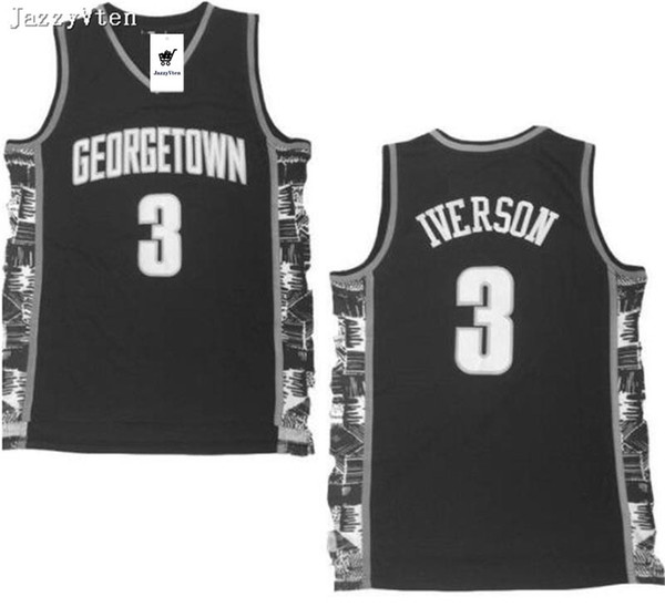 New Arrived Mens Georgetown 3# Allen Iverson College Jersey Iverson bethel high school University Basketball Shirt Stitched Jersey