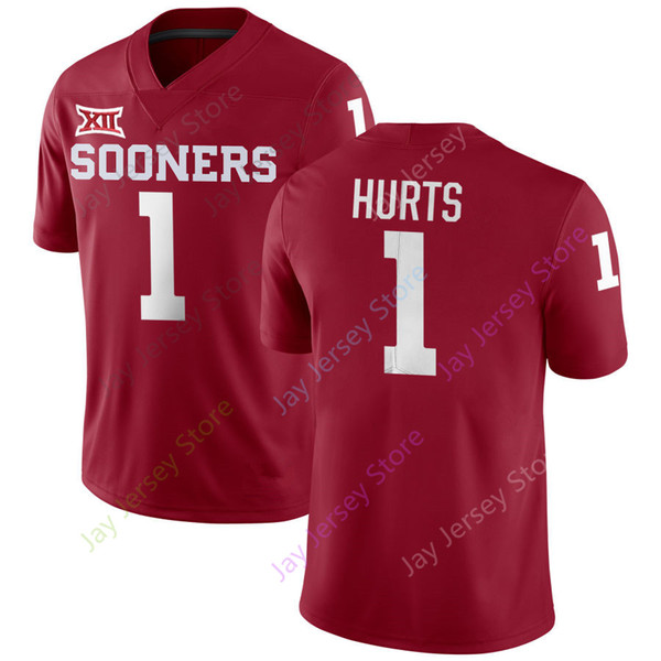 2019 New Jalen Hurts Oklahoma Sooners Jersey NCAA College Football Jerseys Home Away Red White Men size S M L XL 2XL 3XL