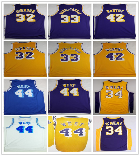 Stitched College Basketball Magic 32 Johnson Jerseys Kareem 33 Abdul Jabbar James 42 Worthy Jerry 44 West Shaquille 34 ONeal O Neal Jersey