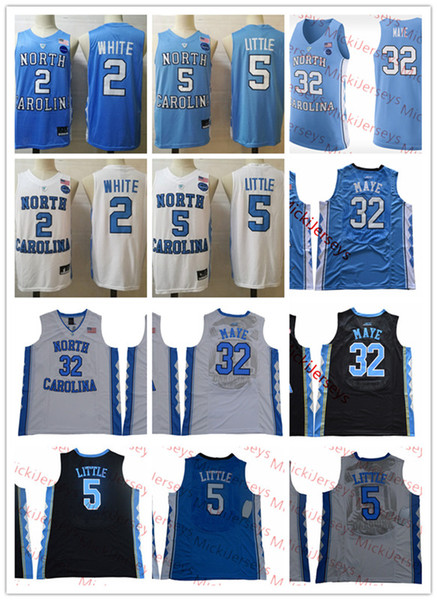 Mens NCAA NORTH CAROLINA TAR HEELS Nassir Little Basketball Jersey Stitched #2 Coby White #32 Luke Maye UNC Jersey S-3XL