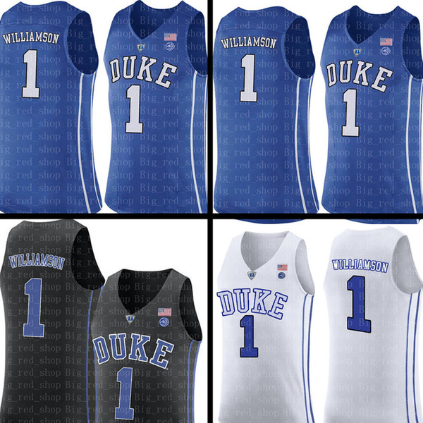 NCAA 1 Zion Williamson College Duke Blue Devils Jersey 2 Cameron Reddish 5 RJ Barrett Basketball Jerseys Embroidery Logos S-XXL