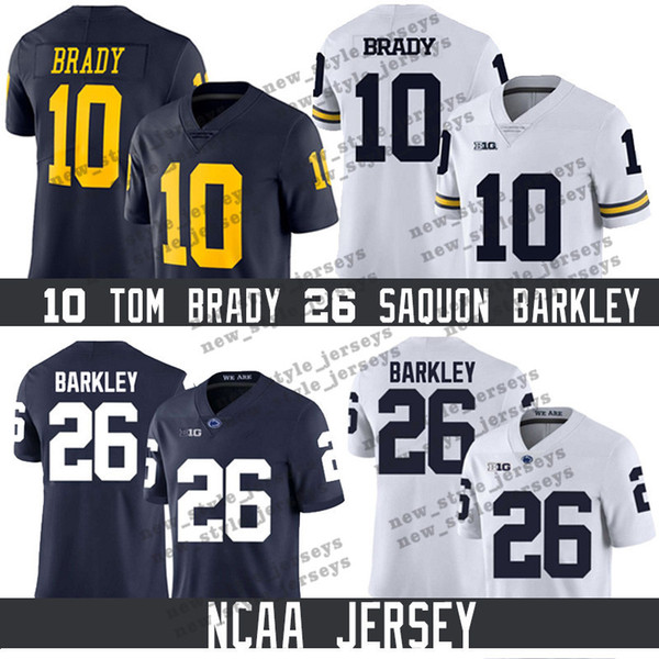 NCAA Michigan Wolverines 10 Tom Brady Penn State Nittany 26 Saquon Barkley 7 Dwayne Haskins Jr 97 Nick Bosa American College Football jersey