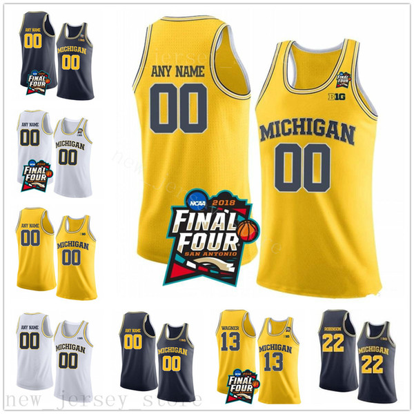 Custom NCAA Michigan Wolverines 13 Moritz Wagner 1 Charles Matthews 22 Duncan Robinson Stitched Final Four College Basketball Jersey