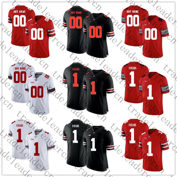 Mens Youth #1 Justin Fields Any Name Any Number Customized OSU Ohio State Buckeyes Home Away Red Black White Custom College Football Jerseys