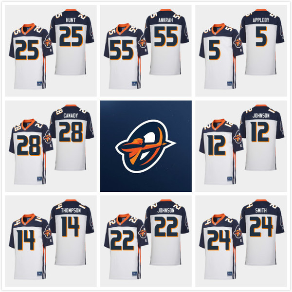 Men Starter AAF Orlando Apollos #25 hunt #55 ankrah #5 appleby #28 canady #12 johnson #14thompson #22 johnson #24 smith Football Game Jers