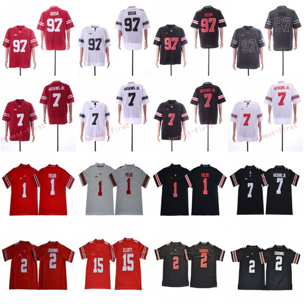 2019 Ohio State Buckeyes #1 Justin Fields #2 JK Dobbins #7 Dwayne Haskins Jr. #97 Nick Bosa #15 Elliott NCAA Rose Bowl Jerseys