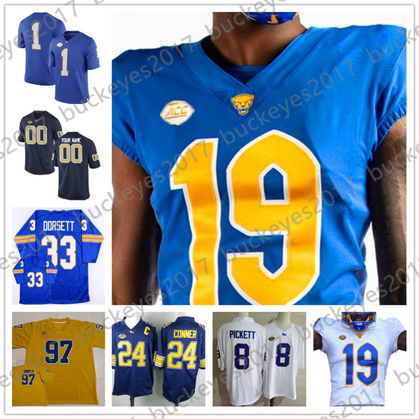 Custom Pittsburgh Panthers 2019 NCAA Pitt Any Name Number Stitched Navy Royal White Gold #13 Dan Marino College Football Jerseys