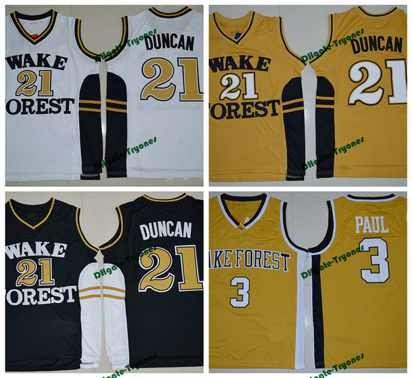 Wake Forest Demon Deacons College Basketball Jerseys Tim Duncan Chris Paul Shirts Cheap University Stitched Basketball Jersey S-XXL