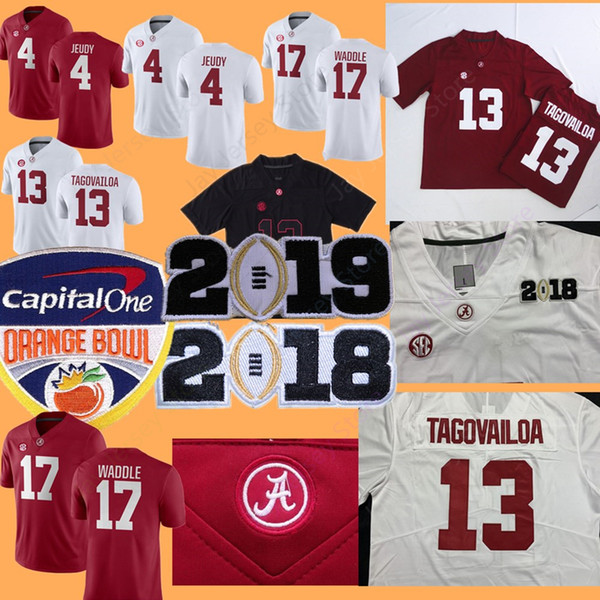 College NCAA Alabama Crimson Tide Football Jersey Tua Tagovailoa Najee Damien Harris Jerry Jeudy Jaylen Waddle Namath Hurts Wilson 2019