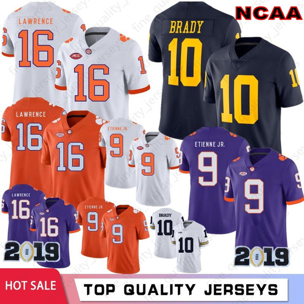 16 Trevor Lawrence 9 Travis Etienne Jr. 2019 Patch Clemson Tigers College NCAA 10 Tom Brady Michigan Wolverines