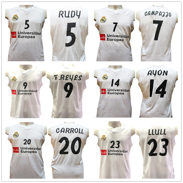 Rudy Fernandez 5 Facundo Campazzo 7 Felipe Reyes 9 Gustavo Ayon 14 Jaycee Carroll 20 Sergio Llull 23 Real Madrid Basketball Jerseys Stitched