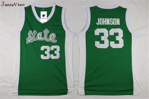 HOT sell Green Men 33 Earvin Johnson Michigan State Jersey Johnson College Jersey embroidery Retro High School throwback Basketball Jersey