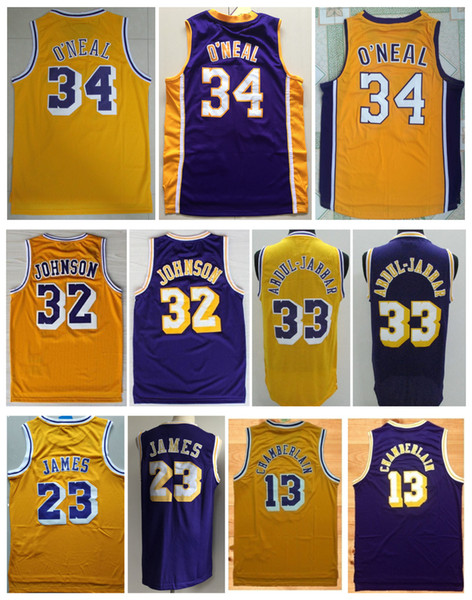 NCAA 2019 men #32 Earvin Johnson Shirt #33 Kareem Abdul Jabbar 34# Shaquille O Neal Mesh Basketball Jersey Stitched Jerseys Size S-XXL