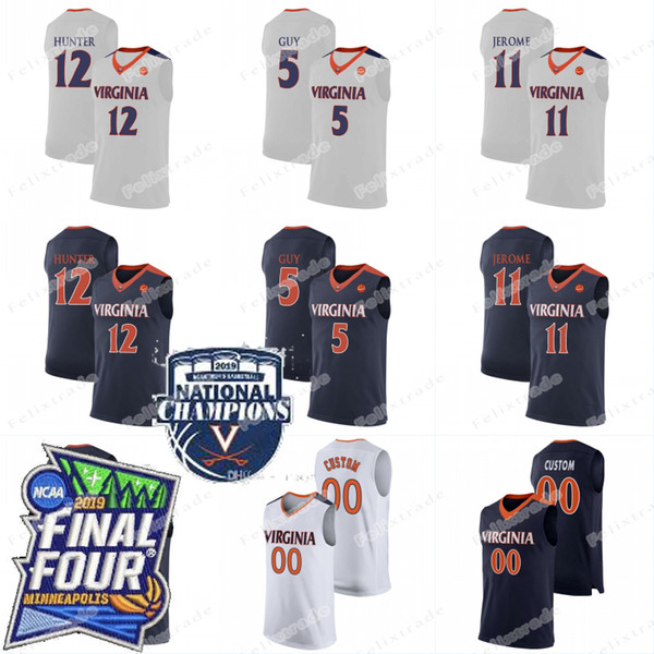 Virginia 2019 NCAA National Champions Final Four Patch Kyle Guy Jersey De'Andre Hunter Ty Jerome Basketball Jerseys