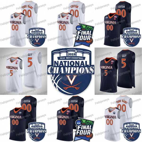 12 De'Andre Hunter Virginia Cavaliers 2019 Champions 5 Kyle Guy Ty Jerome Mamadi Diakite 0 Kihei Clark JACK SALT College Basketball Jersey