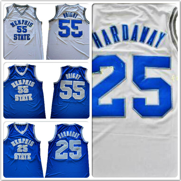 Men NCAA Memphis State Tigers #25 Penny Hardaway Jerseys Stitched 55 Lorenzen Wright College Basketball