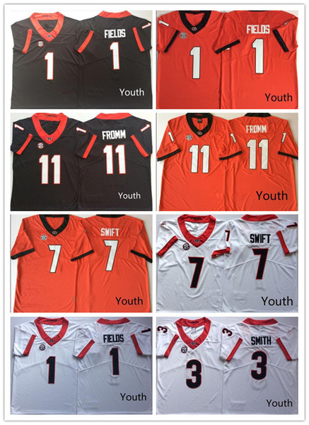 Youth College Georgia Bulldogs #11 Jake Fromm 1 Sony Michel 7 DAndre Swift 3 Roquan Smith Fields Black Red White Kids NCAA Football Jerseys