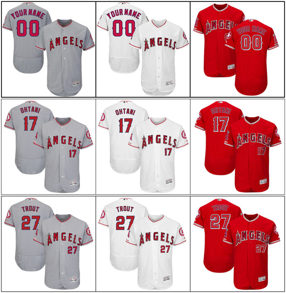 Men Los Angeles 2019 new Angels Shohei 17 Ohtani Mike 27 Trout Cheap Wolesale Red White flex base Baseball Player Jersey