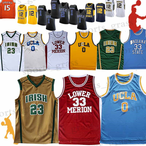 High School 23 James Wears 33 Kobe Bryan 0 Russell Westbrook ncaa 33 bird 1 Zion Williamson 12 Ja Morant Wear jersey High-quality