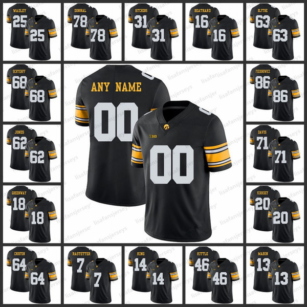 Custom Iowa Hawkeyes Stitched Jerseys 25 Akrum Wadley 78 Andrew Donnal 63 Austin Blythe 62 Cal Jones NCAA College Football Jersey