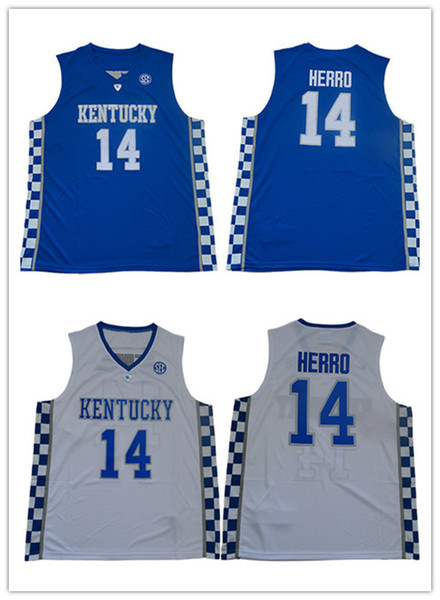 Mens 100%Embroidery Kentucky Wildcats College #14 Tyler Herro Basketball Jersey Shirt Highest Quality Full Stiched S-3XL NewArrived