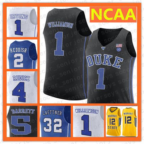 NCAA Duke Zion 1 Williamson Jersey Blue Devils Irving Cam 2 Reddish RJ 5 Barrett Ja 12 Morant Mens Basketball Jerseys