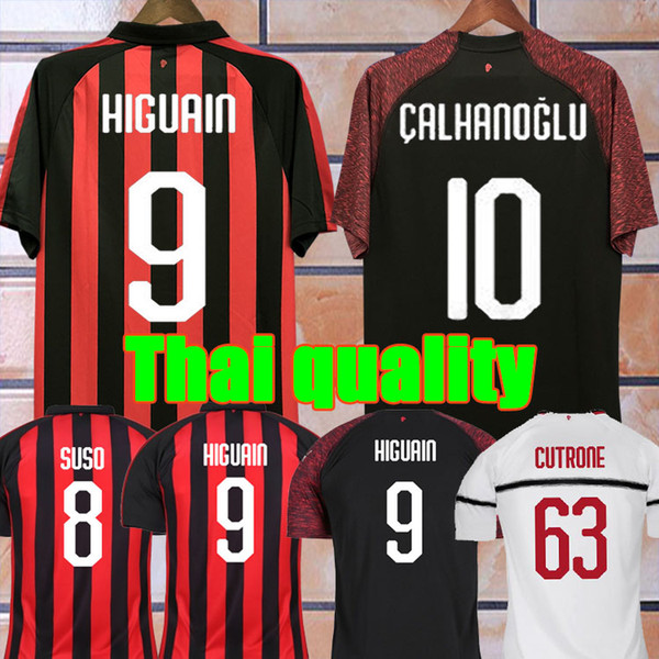 AC milan 18 19 soccer jersey 2018 2019 football shirt HIGUAIN PAQUETA BORINI PIATEK CALDARA CUTRONE Camisa CALHANOGLU PIATEK maillot