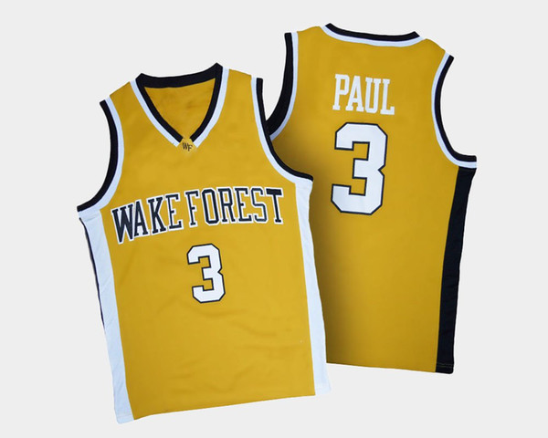 Chris Paul #3 Men's Wake Forest Demon Deacons Tim Duncan #21 Gold Black White Stitched College Basketball Jersey