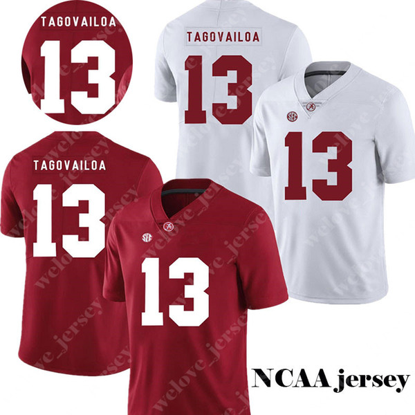 Men's NCAA Alabama Crimson Tide 13 Tua Tagovailoa Jersey College Football jerseys Hot Sale Red White Stitched Jerseys S-3XL