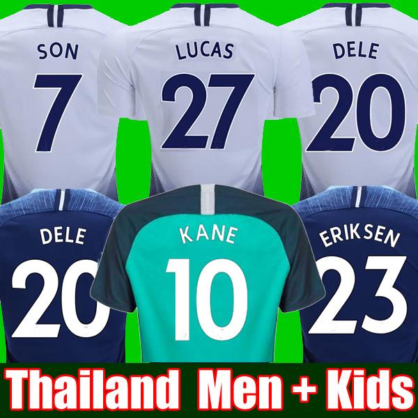 Top thailand Football shirt KANE spurs Soccer Jersey 2018 2019 LUCAS ERIKSEN DELE SON jersey 18 19 kit Men and KIDS SET Tottenham uniform