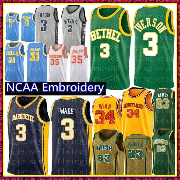 high school Allen Bethel Iverson Dwyane 3 Wade University Jersey NCAA 34 Len # Bias 0 Westbrook Basketball Jerseys