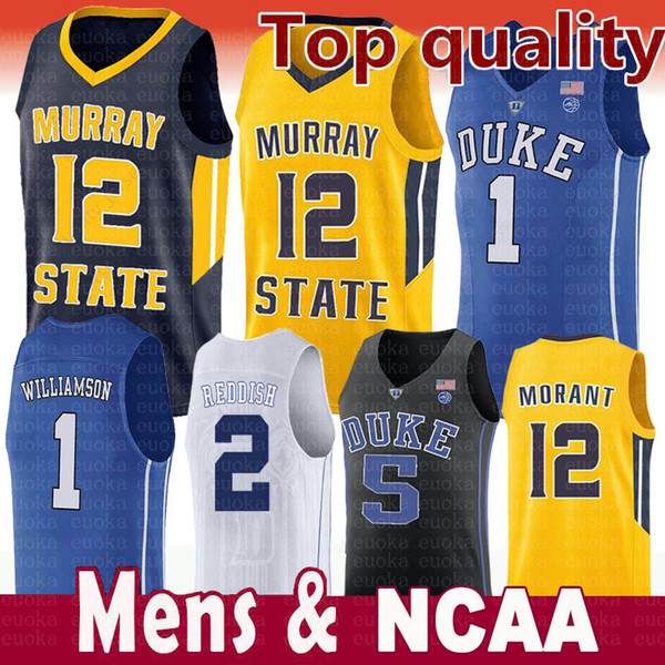 2019 men's NCAA Duke Blue Devils Jersey 1 Zion Williamson 5 RJ Barrett 2 Reddish Royal Blue Black White College Basketball Jerseys