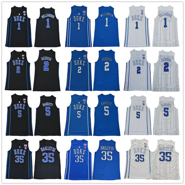 NCAA Duke Blue Devils College 1 Zion Williamson 2 Cam Reddish 5 RJ Barrett 35 Marvin Bagley III Tatum Irving Stitched Basketball Jersey