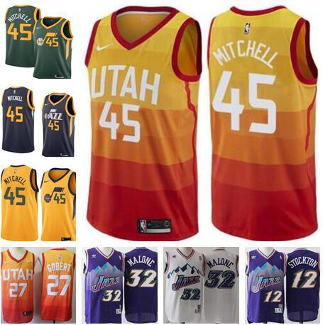 2019 Utah Donovan 45 Mitchell Jersey Rudy 27 Gobert Karl 32 Malone John 12 Stockton JERSEY S-XXL