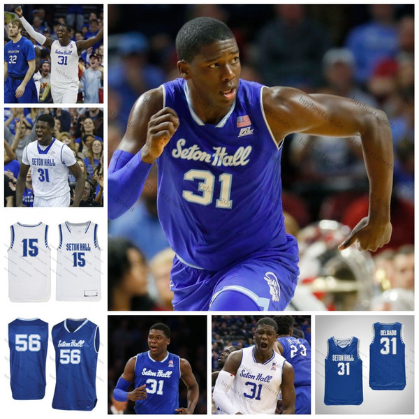 Custom NCAA Seton Hall Pirates #31 Angel Delgado 0 Mcknight 1 Michael Nzei 13 Myles Powell Cale Any Name number College Basketball Jerseys