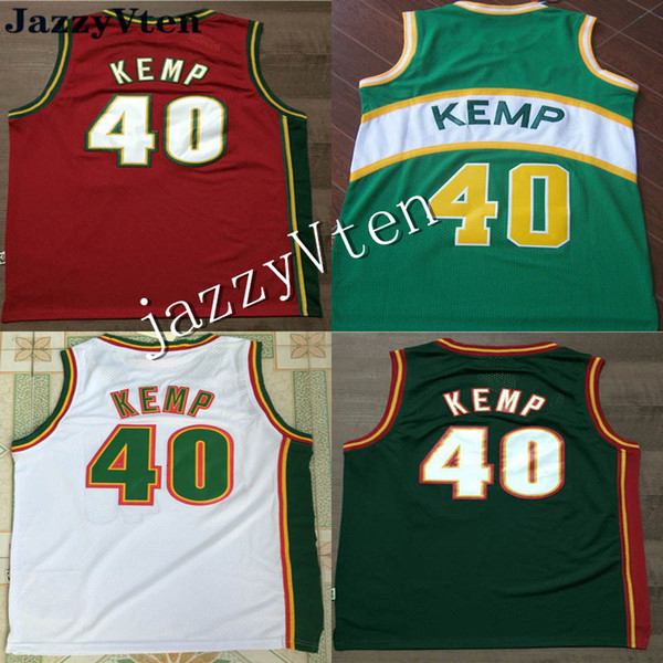 2019 new arrived throwback Jersey 20# Gary Payton Jerseys, 40# Shawn Kemp Green Red Embroidery College retro Basketball Jersey