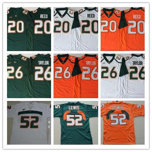 2019 NCAA Miami Hurricanes College Football Jerseys 20 Ed Reed 52 Ray Lewis Jersey Sean Taylor University S-3XL