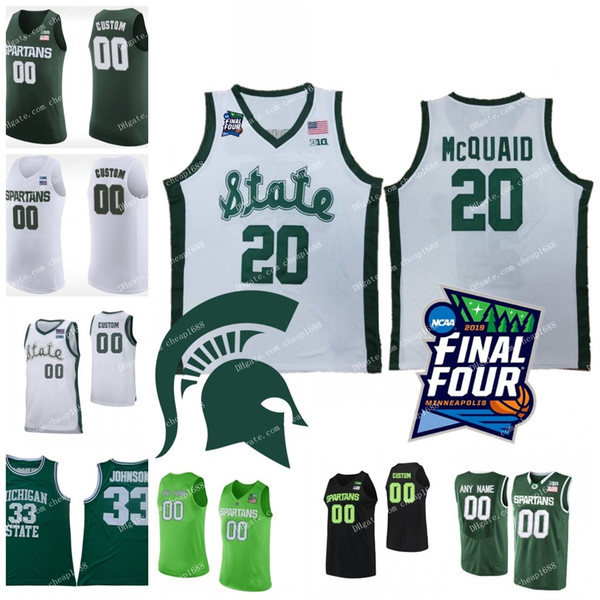 2019 Final Four Michigan State Spartans 23 Xavier Tillman 3 Foster Loyer 20 Matt McQuaid 25 Kenny Goins 11 Aaron Henry MAC jerseys