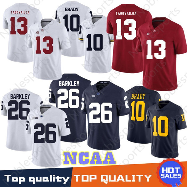 13 Tua Tagovailoa Michigan Wolverines Alabama Crimson Tide College NCAA Jersey 10 Tom Brady Penn State Nittany Lions 26 Saquon Barkley